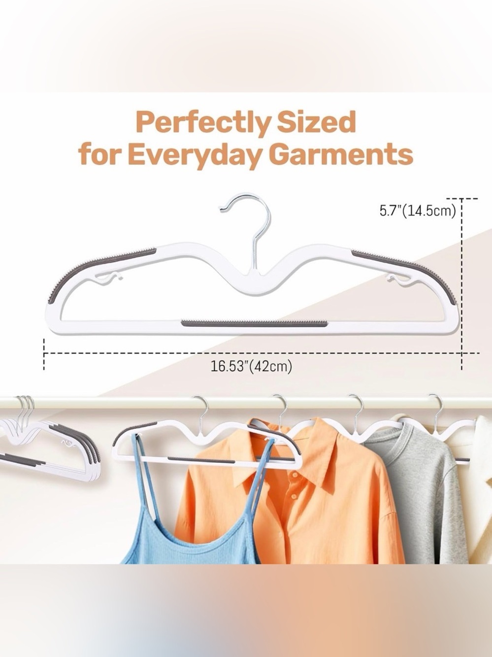 20 Pack Short Neck Plastic Hangers, Heavy Duty Clothes Hangers with Non-Slip Pad - Picture 2 of 7